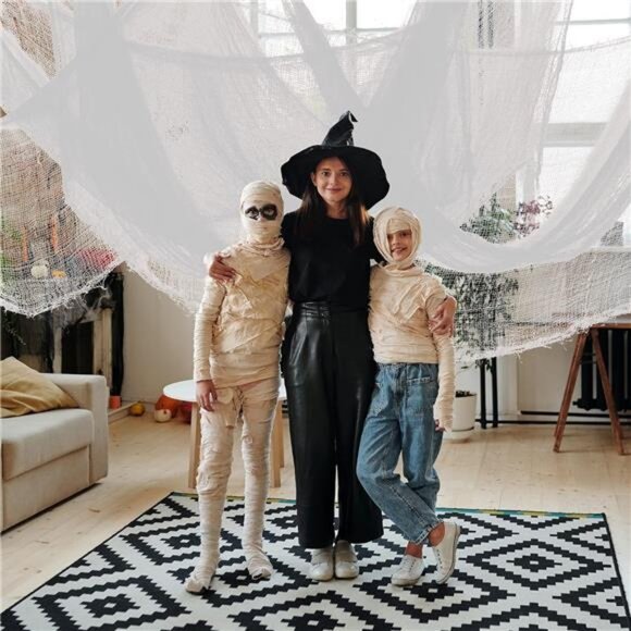 500x39 Inch Large Size White Scary Creepy Cloth-Windows Doorways Cover Gauze - Picture 6 of 8